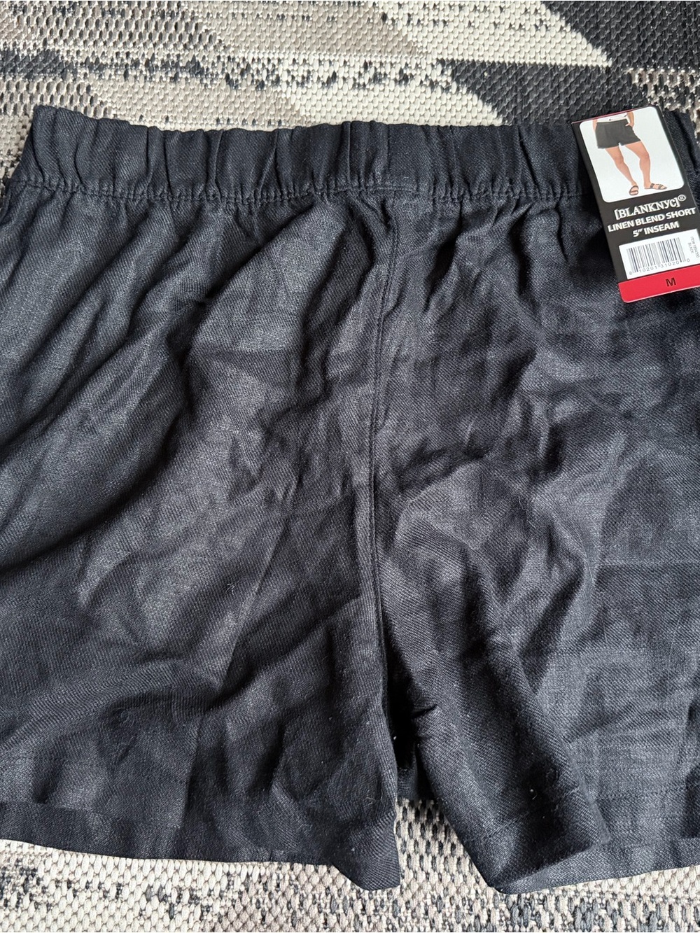 Blank NYC Black Linen-Blend Shorts